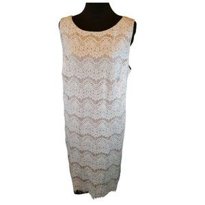 Used- Excellent- Jessica H Cream Lace Overlay Fitted Dress Size 16W